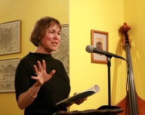 Kim Bridgford introduces her poetry at the String Poet Studio Series